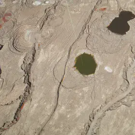 Water-filled sinkholes at the Dead Sea