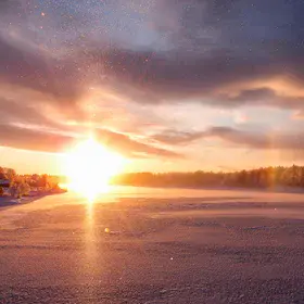 Ice fog and solar halo