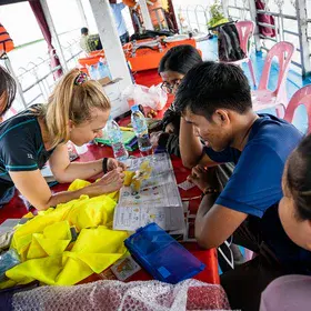 Collaborating to sample plastics in the Mekong River