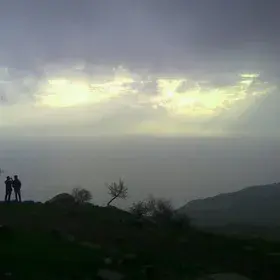 Sun rays on the Aegean Sea from Behramkale